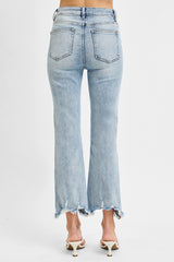 Curvy Fiona's High Rise Cropped Flare Jeans with Frayed Hem