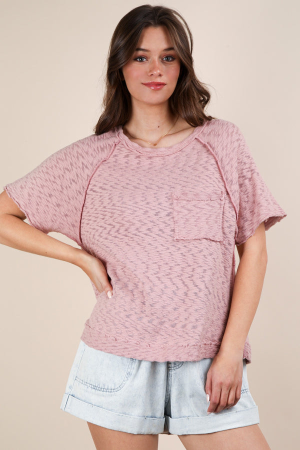 Curvy Lightweight Top with Outseam & Pocket
