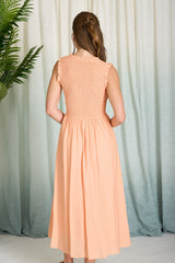 Sweetheart Smocked Mock Button Dress