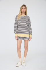Charcoal Striped Knit Shorts