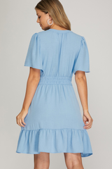 Bell Sleeve Woven Dress