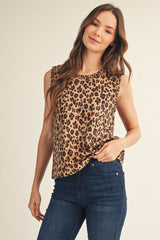 Leopard Smocked Edge Detail Tank Top