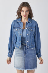 Denim Balloon Sleeve Jacket
