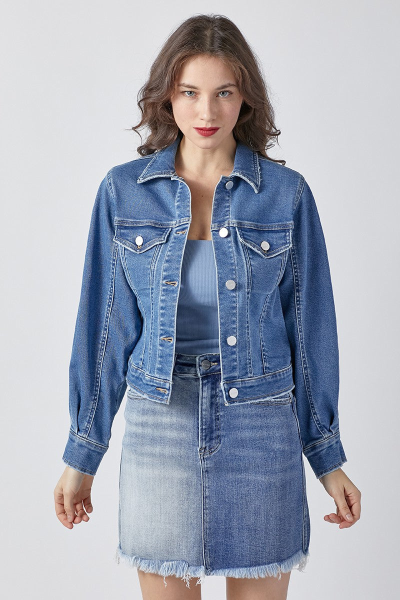 Denim Balloon Sleeve Jacket