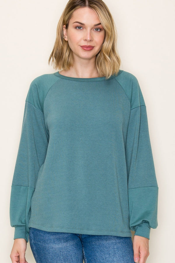 Teal Long Sleeve Crewneck Top