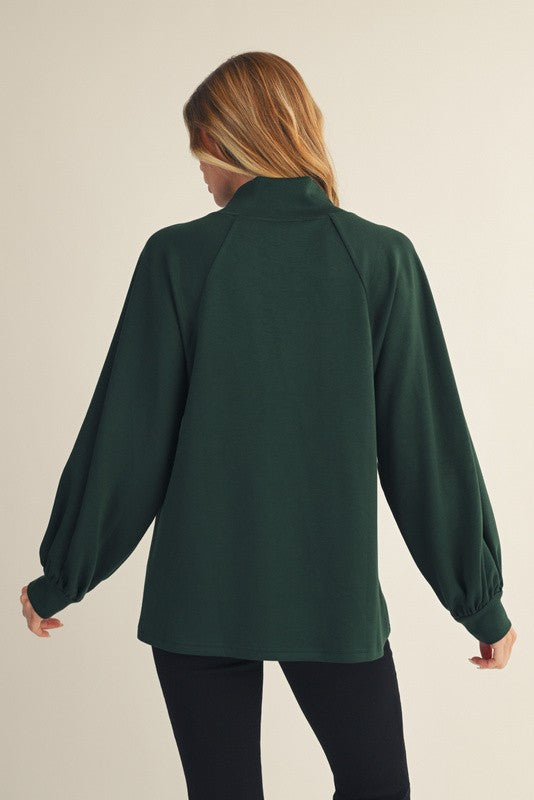 Hunter Green Raglan V-Neck Top