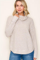 Slouchy Turtle Neck Tulip Hem Sweater