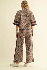 Leopard Side Accent Faux Suede Leopard Pant