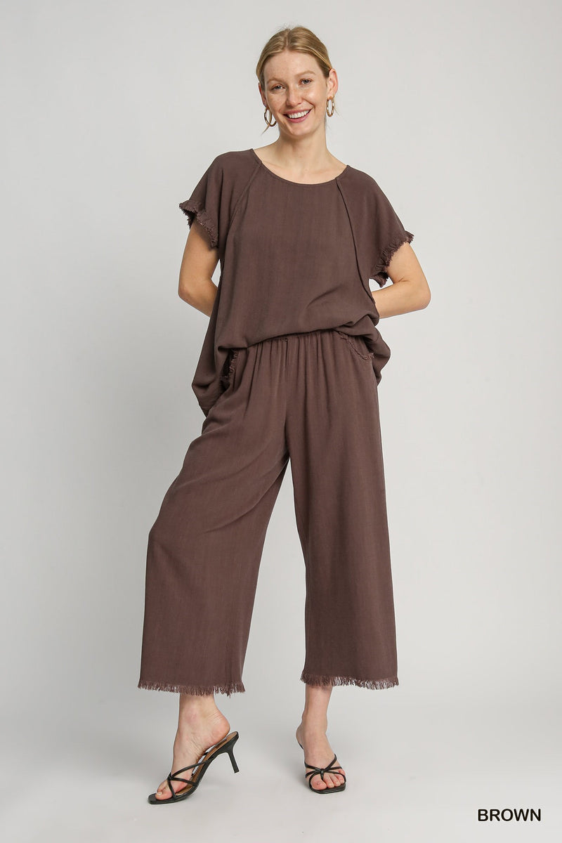 Linen Raw Hem Pants