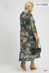 Curvy Boho Paisley Tiered Midi Dress