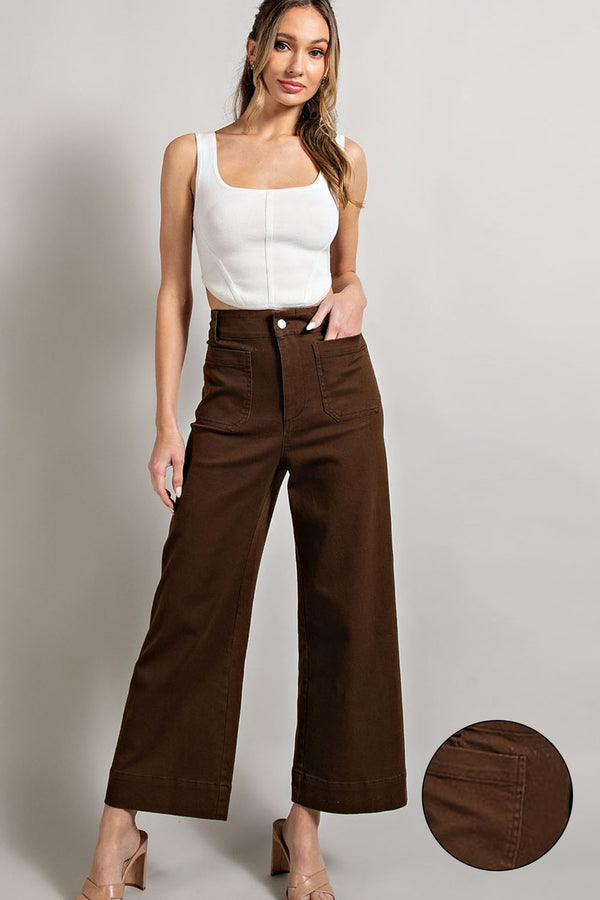 Wide Leg Pants With Front Pockets
