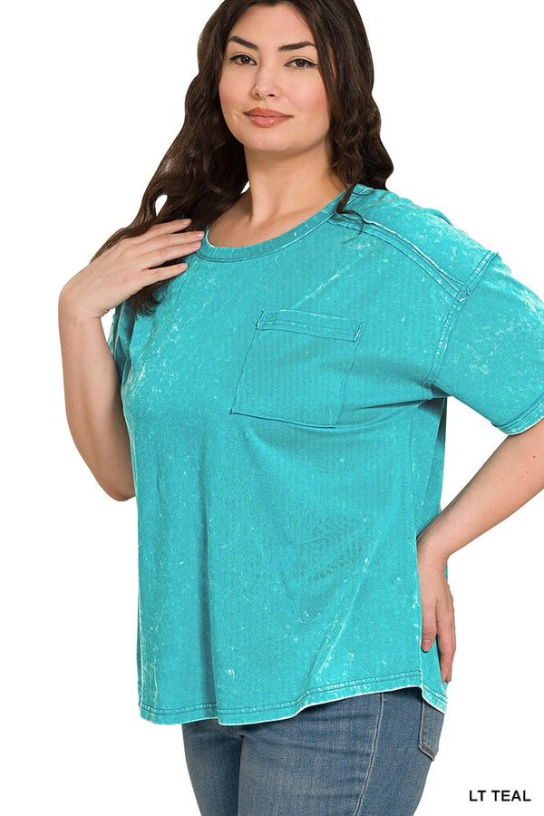 Curvy Acid Washed Relaxed Fit Top