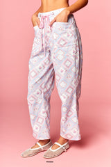 Floral Patchwork Print Barrel Pants
