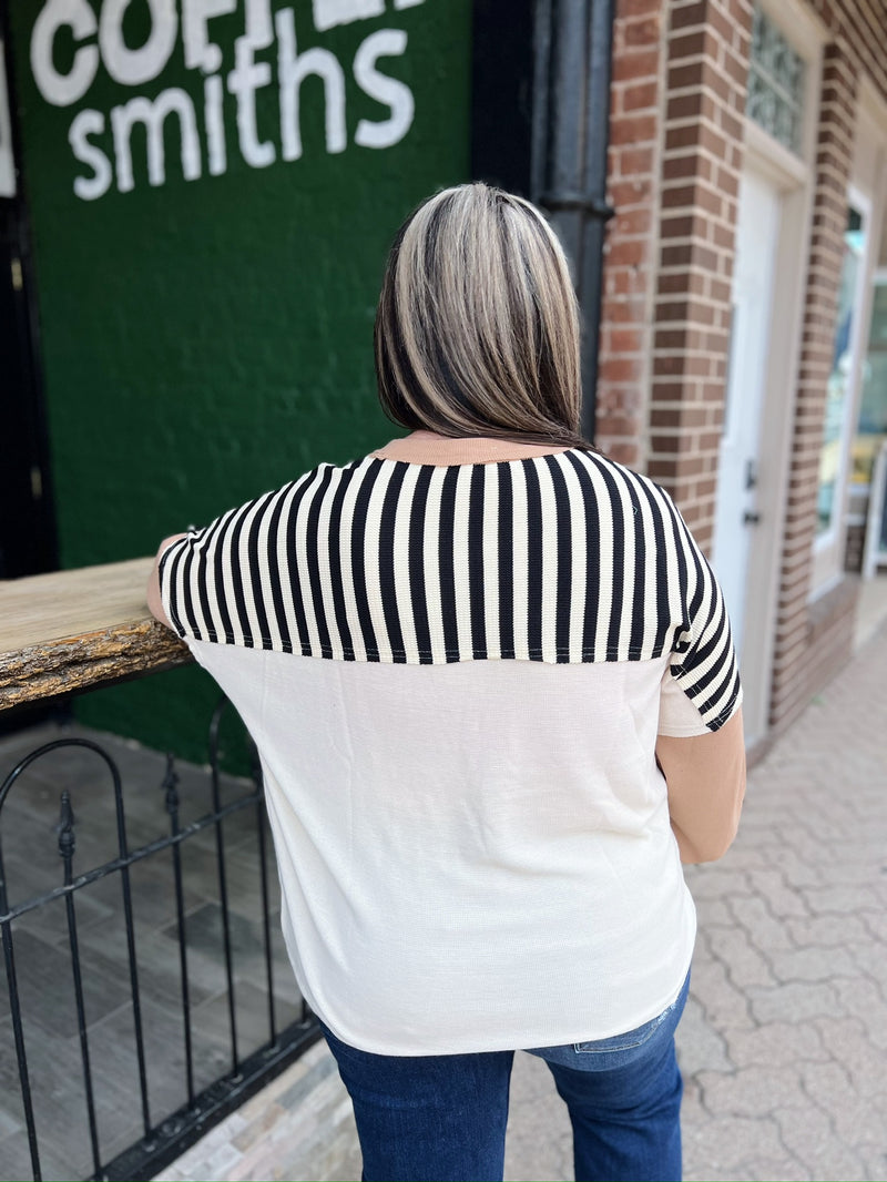 Oatmeal Star Patchwork Long Sleeve Top
