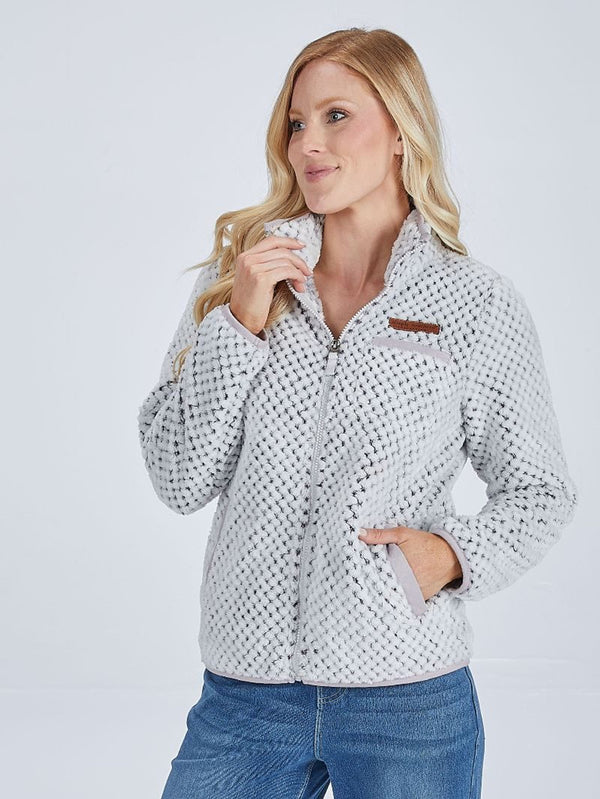 Gray Fleece Zip Up Jacket With Pocket
