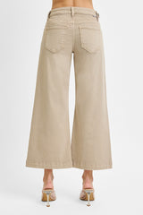 Newlin's Taupe TC Mid Rise Crop Wide Leg Jeans