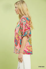 Pink Paisley Embroidered Top