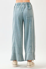Misty Blue Knit Wide Leg Pant