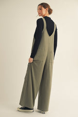 Raw Edge Patched Floral Overalls