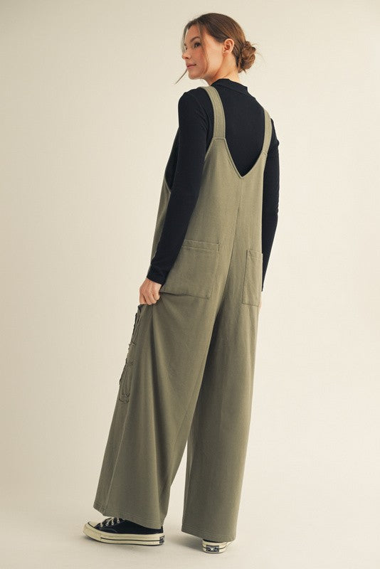 Raw Edge Patched Floral Overalls