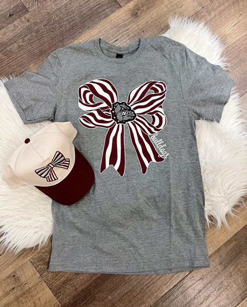 Gray Bulldogs Bow Spirit Tee