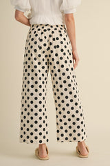 Cream Pants With Black Polka Dots & Pockets