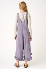 Mineral Wash Ruffle Wide Leg Jumpsuit