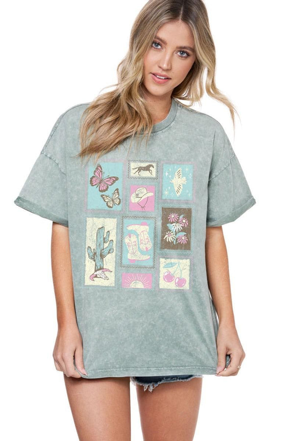 Green Western Stamps Vintage Tee