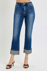 Heather's High Rise Ankle Straight Cuffed Jeans