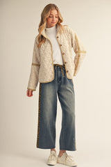 Denim Drawstring Animal Contrast Sides Pant