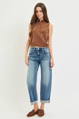Jenny's Cropped Boyfriend Cuffed Jeans