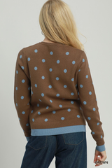 Brown and Blue Polka Dot Cardigan