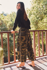 Curvy Camo Drawsting Elastic Waist Pants