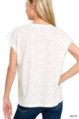 Heathered Cuffed Sleeve Tee