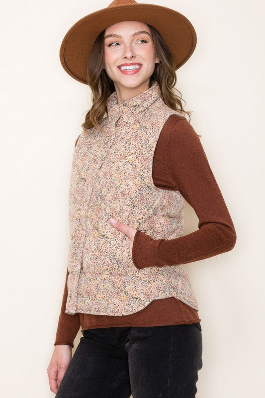 Floral Puffer Vest