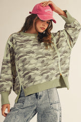 Camo Waffle Loose Fit Top