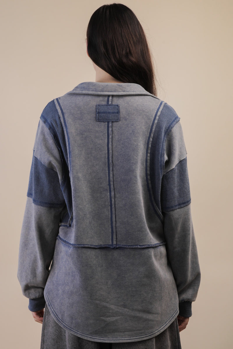 Curvy Exposed Seam Mineral Wash Sweatshirt