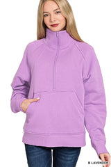 Fleece Half Zip Pullover with Front Pocket