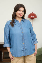 Curvy Chambray Button Up Shirt