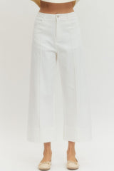 White Pintuck Wide Leg Pants