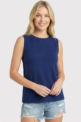 Navy Wide Neck Sleeveless Sweater Top