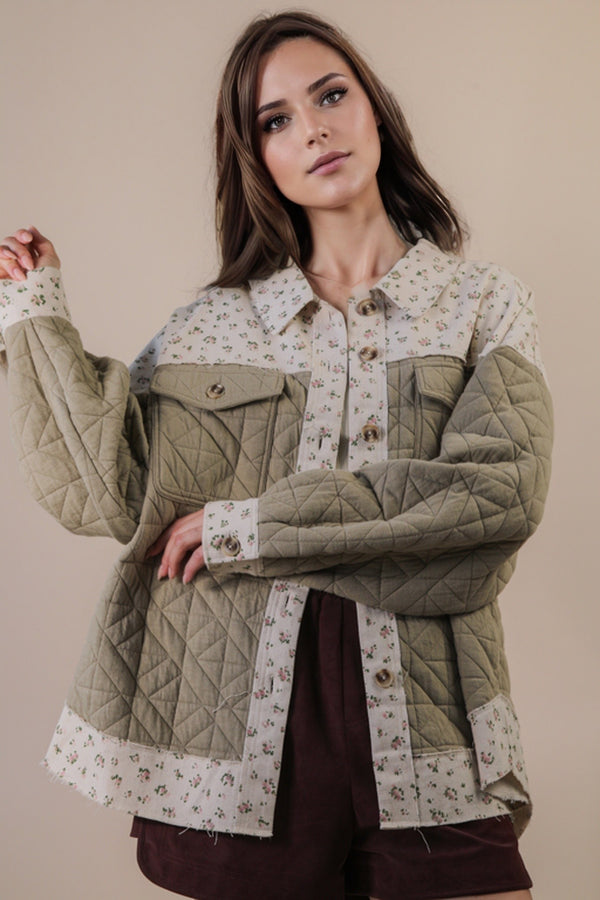 Quilted Floral Button Down Shacket