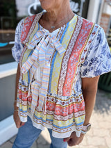 White Puff Sleeve Floral Babydoll Top