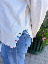 Cream Peace and Joy Sweater With Detail Side Slit
