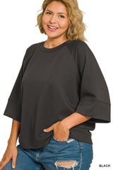 Curvy Scuba 3/4 Sleeve Pullover