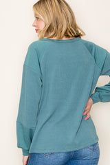 Teal Long Sleeve Crewneck Top