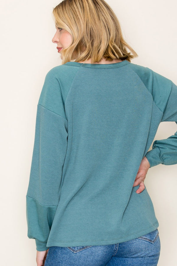 Teal Long Sleeve Crewneck Top
