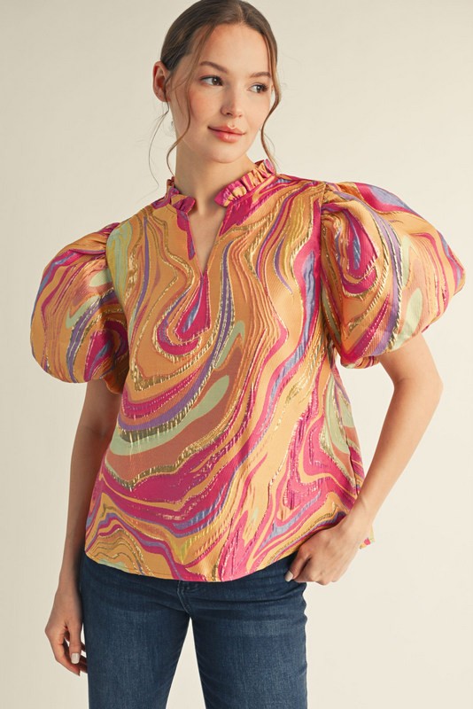 Multicolor Abstract Jacquard Top