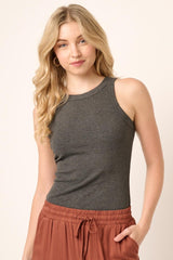 Ribbed Round Neck Knit Tank