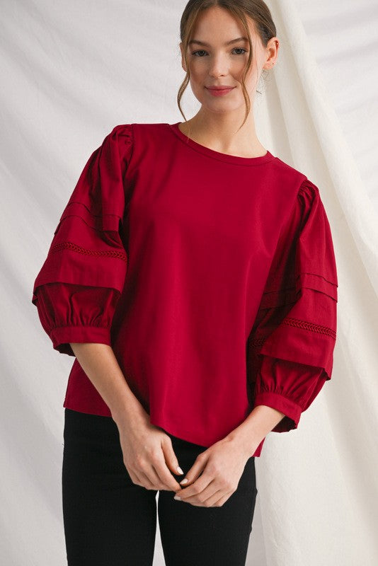 3/4 Puff crochet Sleeve Top